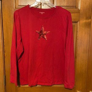 Liz Claiborne Long Sleeve Sequin Star Tee